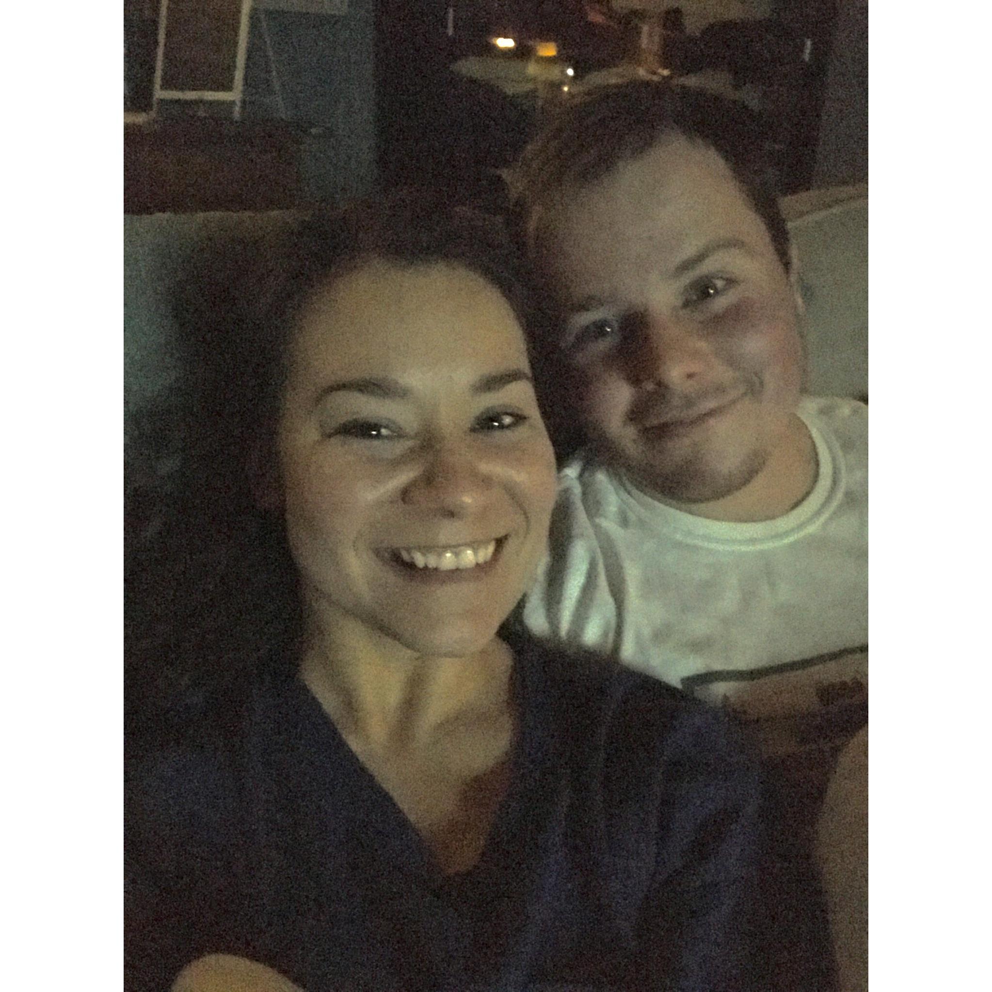 Movie night. Jeremy wanted to take me to see Les Miserables at the Saenger, but my work schedule interfered, so we watched it at the camp instead.