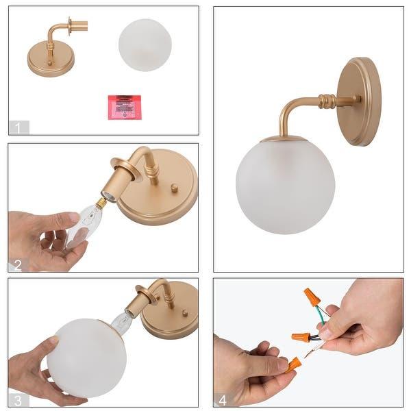 Siya Modern 3/2/1 Frosted Glass Bathroom Vanity Lights Romantic Gold Statement Wall Sconces - Gold-2 light