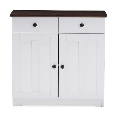 Lauren TwoTone and Buffet Kitchen Cabinet with Two Doors and Two Drawers White/Dark Brown - Baxton Studio