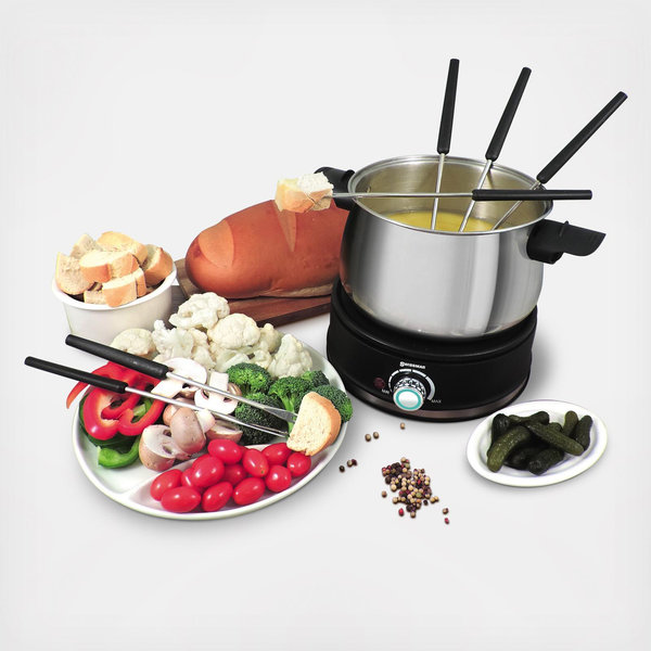 Service à Fondue Swissmar Gruyère 9 Pièces | Céramique Noire | 2.8L | Pour Fromage, Chocolat, Viande