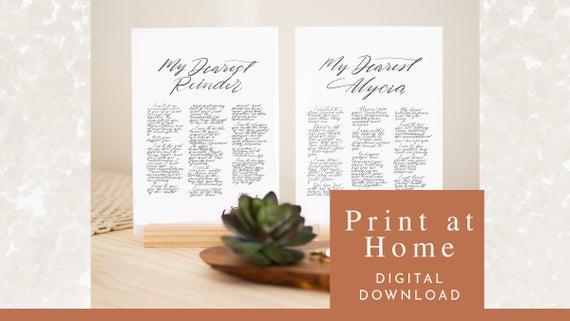 Customized Calligraphy Vows