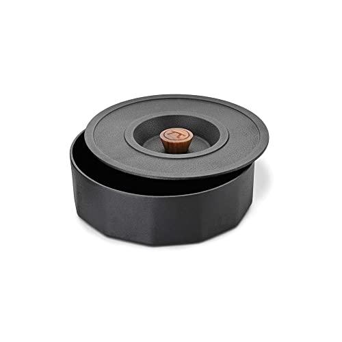 Outset Cast Iron Multi-Purpose Pot, Tortilla and Pancake Warmer, 3 Quart, Black