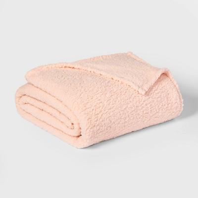 Full/Queen Sherpa Bed Blanket Blush Peach - Room Essentials™