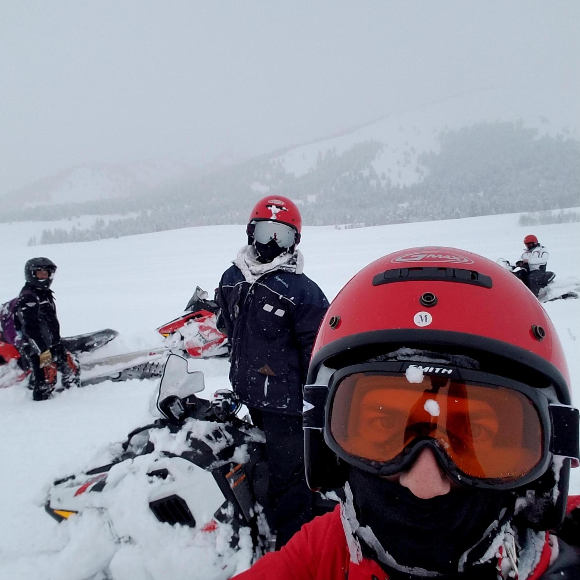 Snowmobiling through Sun Valley