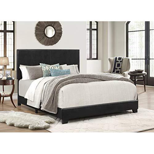 Crown Mark Upholstered Panel Bed in Black, Queen