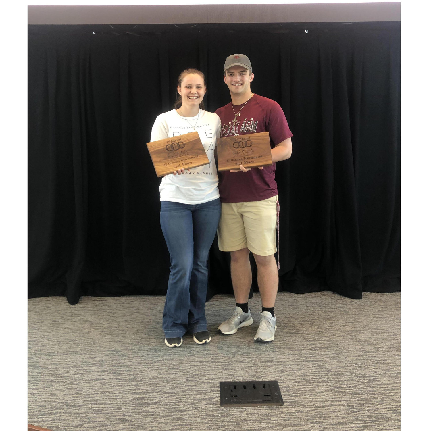 We won 2nd at a 42 domino tournament.