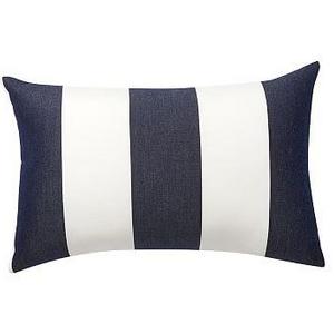 Sunbrella® Awning Stripe Indoor/Outdoor Lumbar Pillow, 16 x 24", Navy Blue
