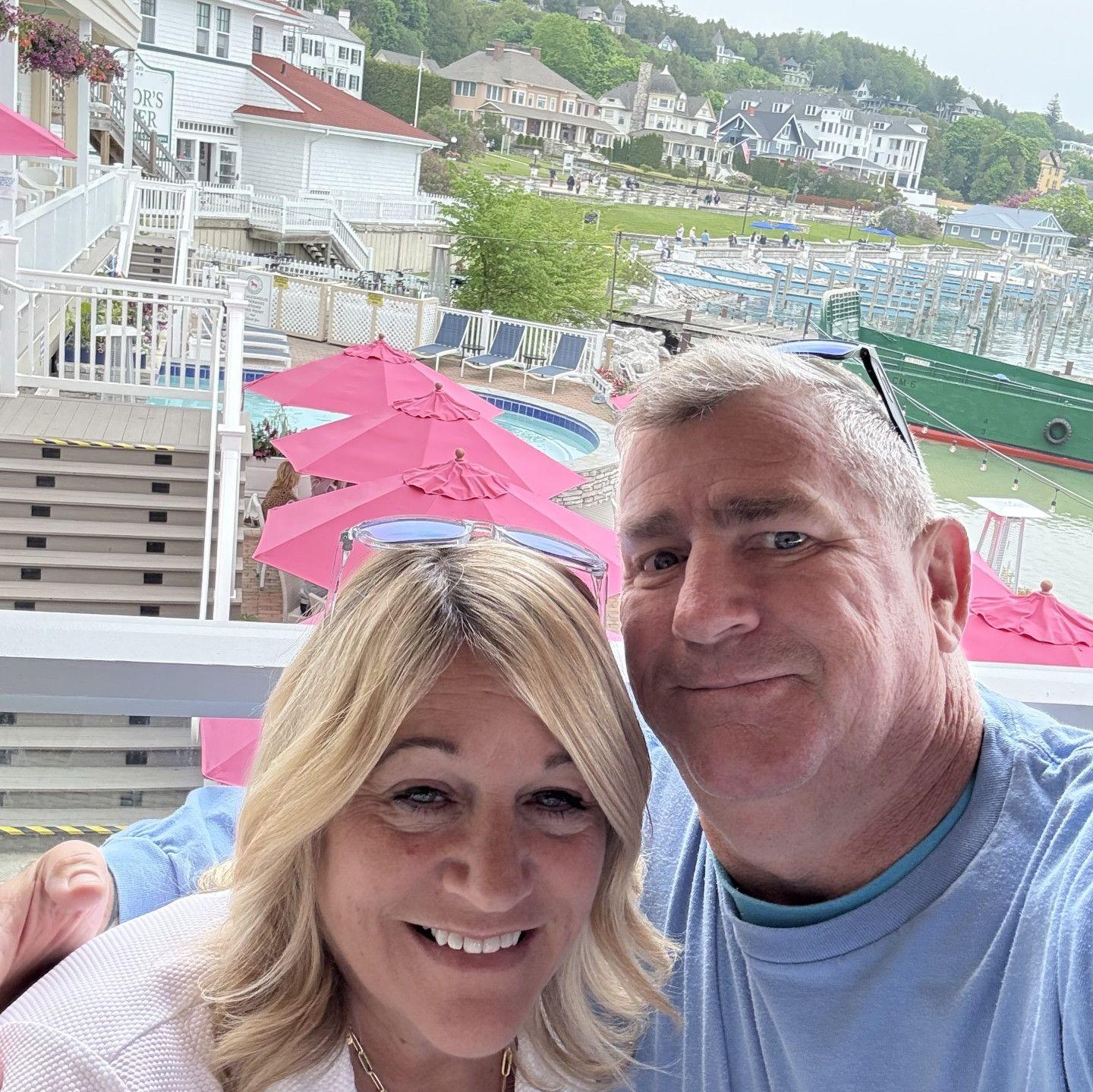 Lunch at the Pink Pony before our 8 mile biking around MacKinac Island, MI