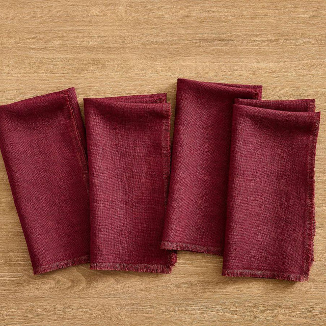 Frayed Oversized Linen Napkins, Set of 4 - Cardinal