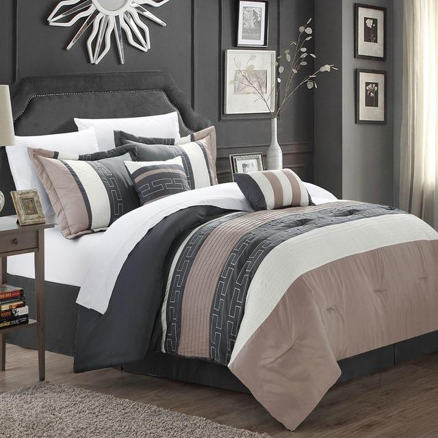 Chic Home Coralie 6-Piece King Comforter Set in Taupe