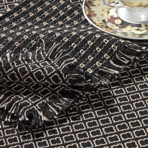 Mountain Weavers Cotton Tablecloth - Black & Stone 70" Round
