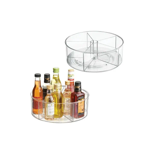 iDesign Set of 2 Divided 11.5-inch Lazy Susan for Kitchen Storage, Clear