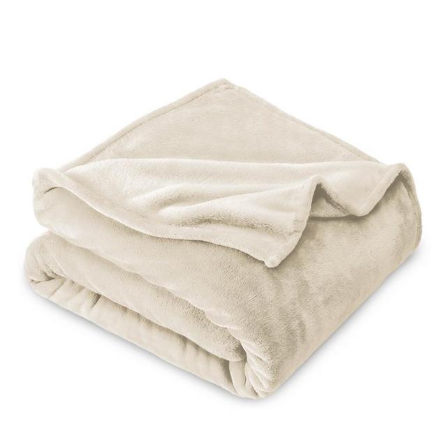 Vanilla Microplush King Fleece Blanket by Bare Home