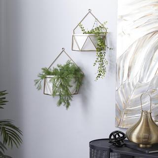 2-Piece Contemporary Geometrical Hanging Planter Set