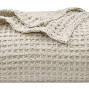 Waffle Weave Blanket King Size 104"x 90"- Light Khaki/Linen