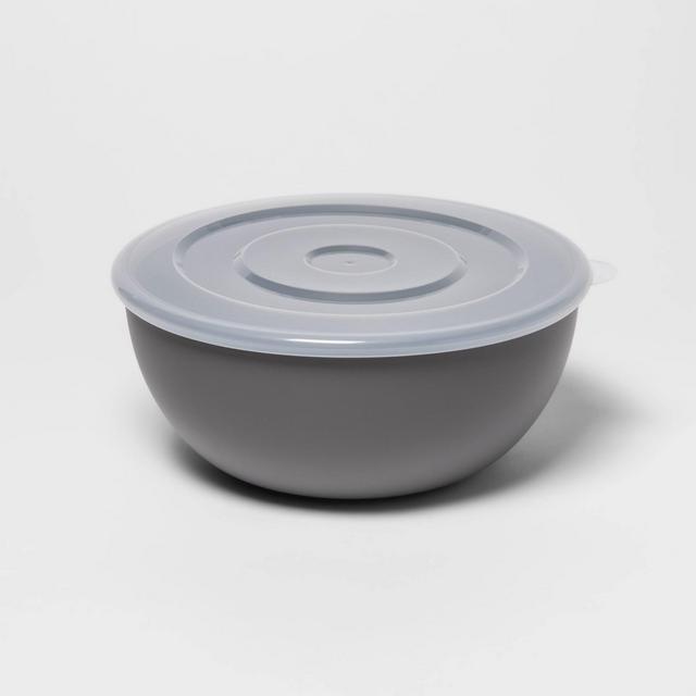 77.8oz Plastic Serving Bowl with Lid Gray - Room Essentials™