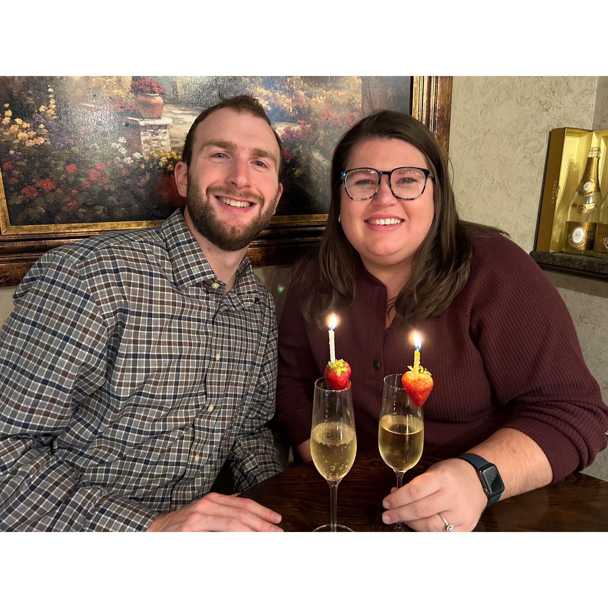 October 30th, 2023 - Happy two year anniversary! Celebrated with a trip the Wine Bar in Havre de Grace!, complete with complementary champagne and strawberries!