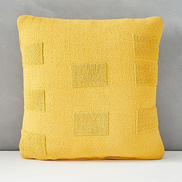 Outdoor Tufted Pillow, 20"x20", Dark Horseradish, Set of 2