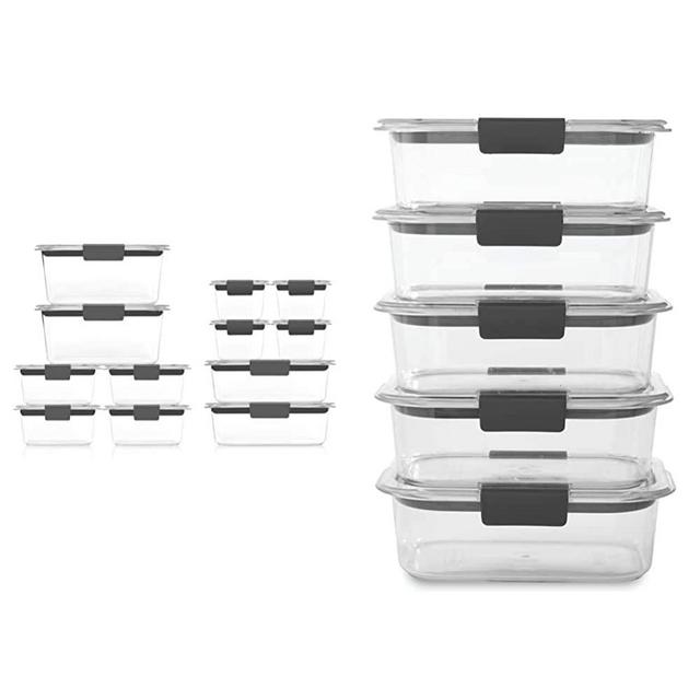 Rubbermaid Brilliance Storage 24-Piece Plastic Lids | BPA Free, Leak Proof Food Container, Clear & Brilliance Food Storage Container, BPA free Plastic, Medium, 3.2 Cup, 5 Pack, Clear