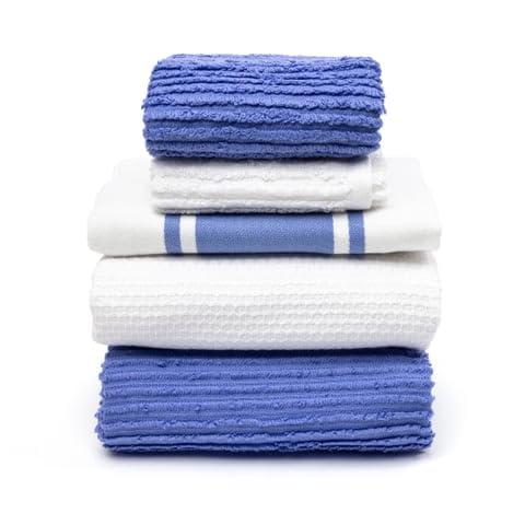 MÜkitchen Premium Kitchen Towels (20x30, 4 Piece), Absorbent Oversized 100% Cotton Terry Towel Set (Seaside)