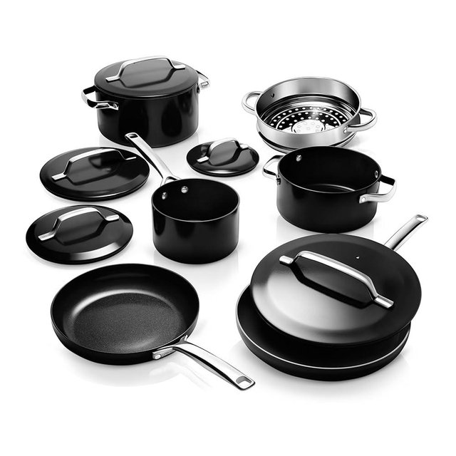 Gotham Steel Modern 11 Pc Ceramic Pots and Pans Set Non Stick, Kitchen Cookware Sets, Non Stick Pots and Pan Set, Ceramic Cookware Set, Pot and Pan Set, Non Toxic Cookware Set, Dishwasher & Oven Safe…