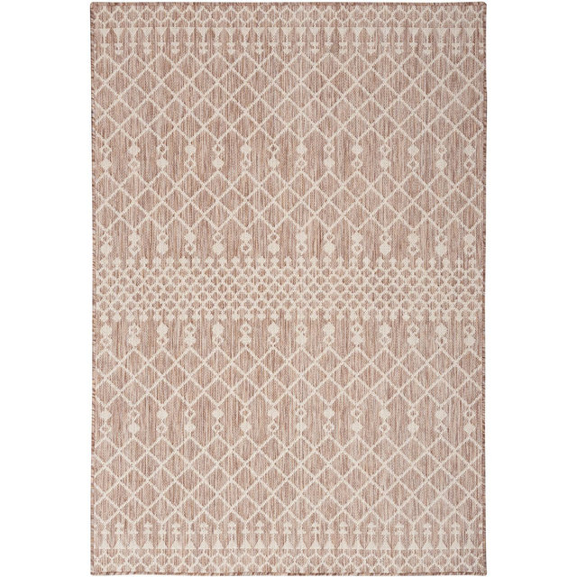 Nourison Positano Moroccan Trellis Flatweave Low Pile Indoor Outdoor Area Rug Beige 7' x 10'