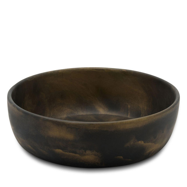 Blue Pheasant Hugo Black and Gold Swirled Small Resin Serving Bowl, Set of 2