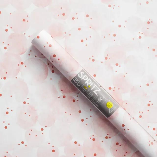 Waterdot Gift Wrapping Paper Pink/White - Spritz™: Polka Dots, Love & Romance, Birthday, Wedding, Shower, 96"x30"