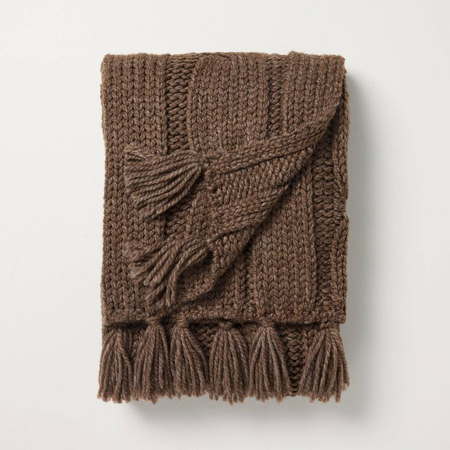 Oversized Cozy Knit Throw Blanket Brown - Hearth & Hand™ with Magnolia
