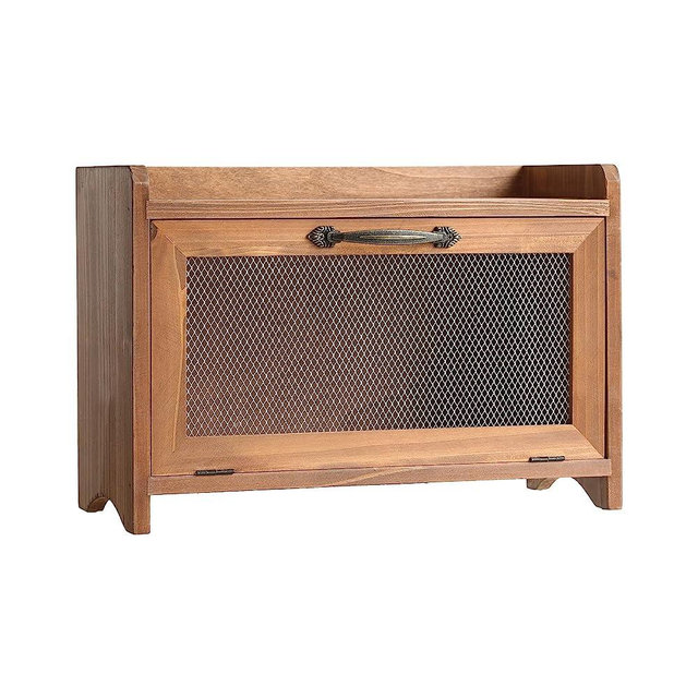 COLLECTIVE HOME - Storage Cabinet, Mini Countertop Cabinet, Wood Organizer for Bedroom Kitchen with Magnetic Door, Storage for Spice Jars, 14.5 x 6.5 x 10 (Single Layer, No Pattern, Brown)