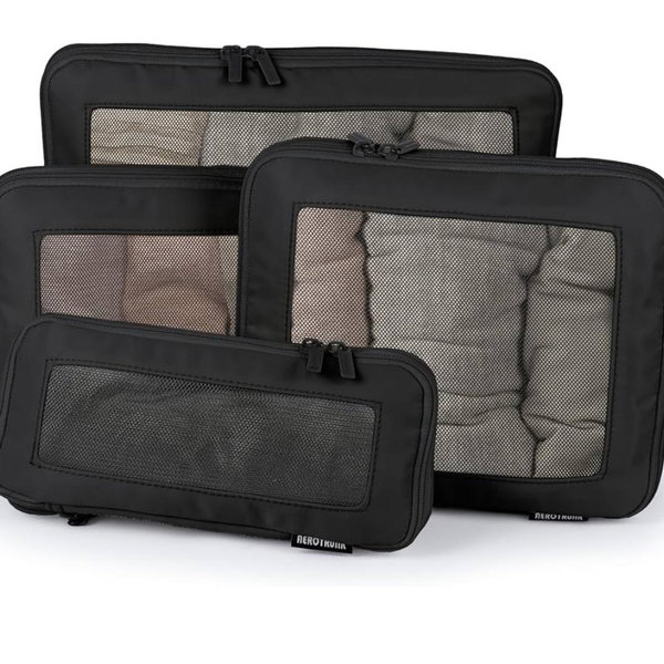 Compression Packing Cubes for Travel - Luggage Organizer Bags - Double Zipper Packing Cubes for Suitcases (4-Pack, Black)