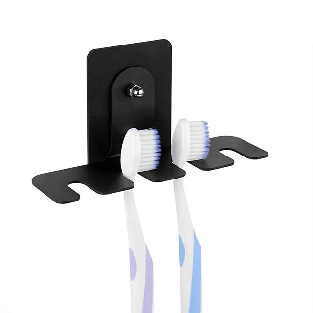 LinkIdea 4 Holders Wall Mounted Family Toothbrush Holder, Toothbrush Holder Hanging for Bathroom, Durable Stainless Steel Shower Toothbrush Holder with Self Adhesive, Bathroom Toothbrush Accessories