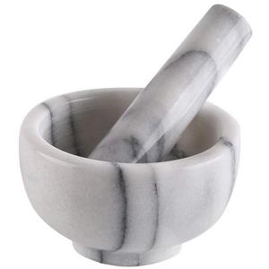 Greenco Marble Mortar and Pestle, 3.75", White/Gray