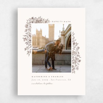 Taupe, Brown Wedding Save the Date - Sogno Photo
