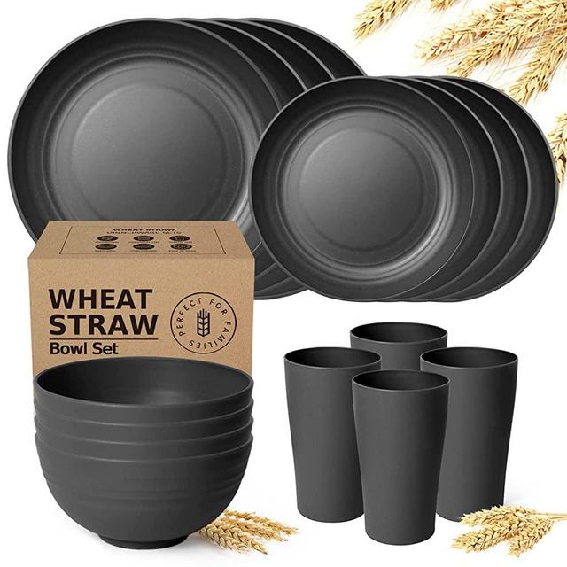 Zulay Kitchen Unbreakable Wheat Straw Plastic Cereal Bowls Set of 4 - Multi