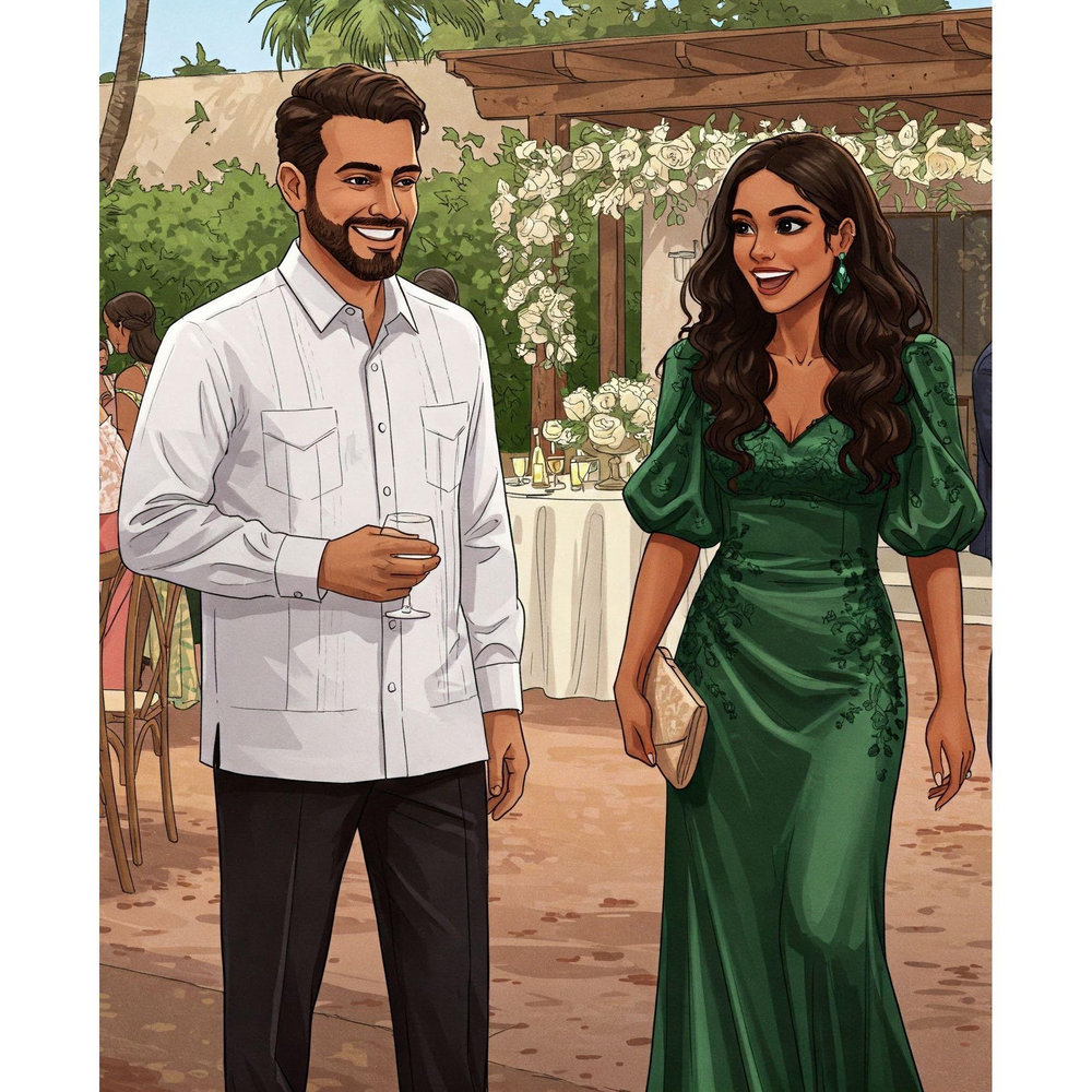 green emerald velvet dress Centuria Men's Long Sleeve Guayabera Shirt – Saint Bernard main image 1