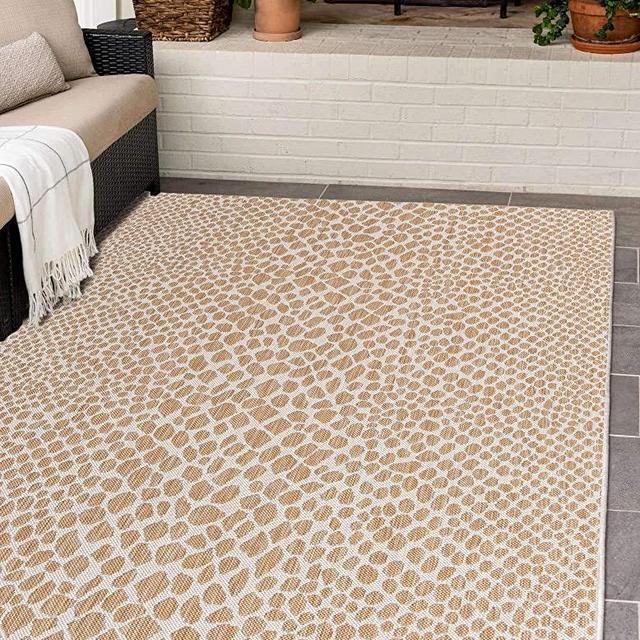 Unique Loom Jill Zarin Outdoor Collection Modern Geometric Beige Area Rug