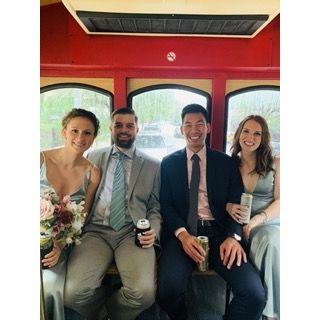 Trolly with Amelia and Victor for a wedding