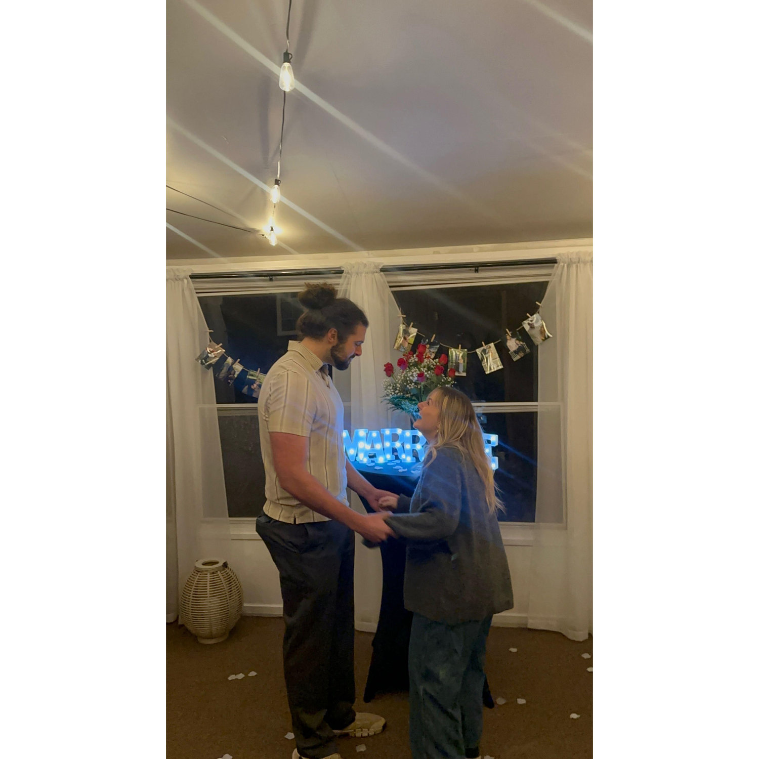 The only photo of our engagement where Sarah's feet are on the ground, 2024