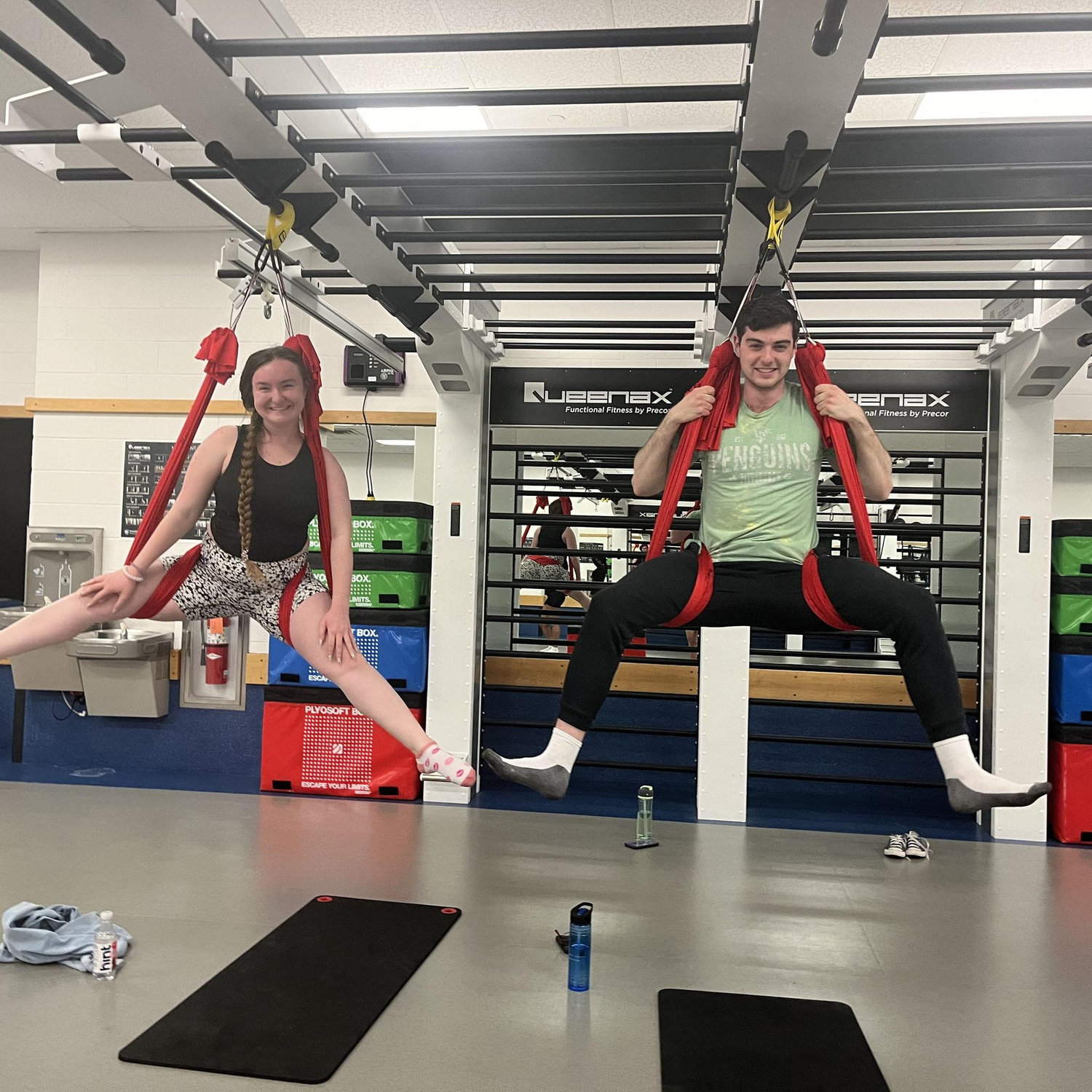 Mario trying Brianna's hobby of aerial yoga (2024)