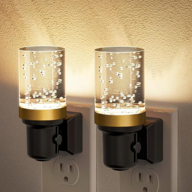 JandCase Night Light, Dimmable Night Lights Plug into Wall, Auto On/Off Light Sensor Nightlight, 3000K Warm White 0-100LM Brightness LED Nightlight, Bathroom Night Light Hallway Bedroom Decoration