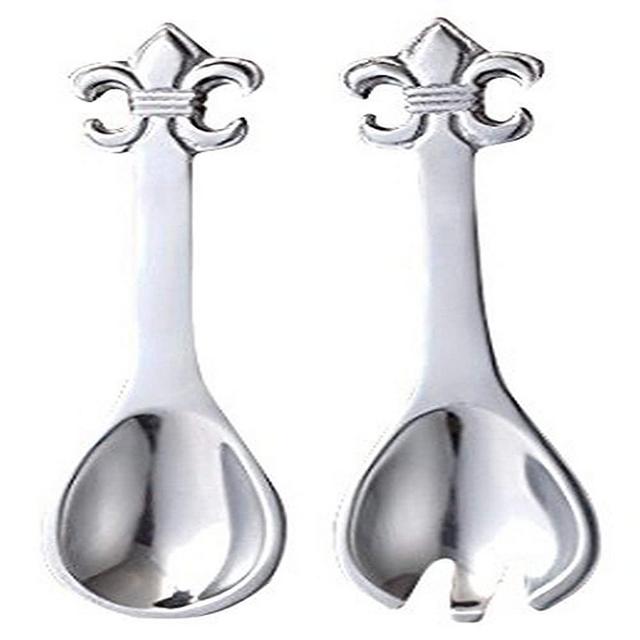 KINDWER Polished Aluminum Fleur de Lis Serving Set, 9", Silver