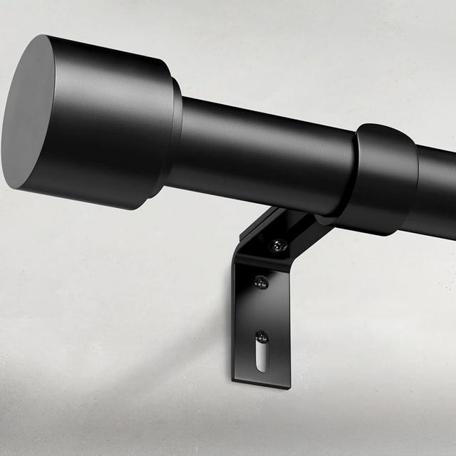 GEEBOBO Black Curtain Rods for Windows 48 to 84 Inch, 1 Inch Adjustable Heavy Duty Easy Install Curtain Rods Set for Outdoor, Patio, Farmhouse, Bedroom, Living Room (Black, 30"-90")