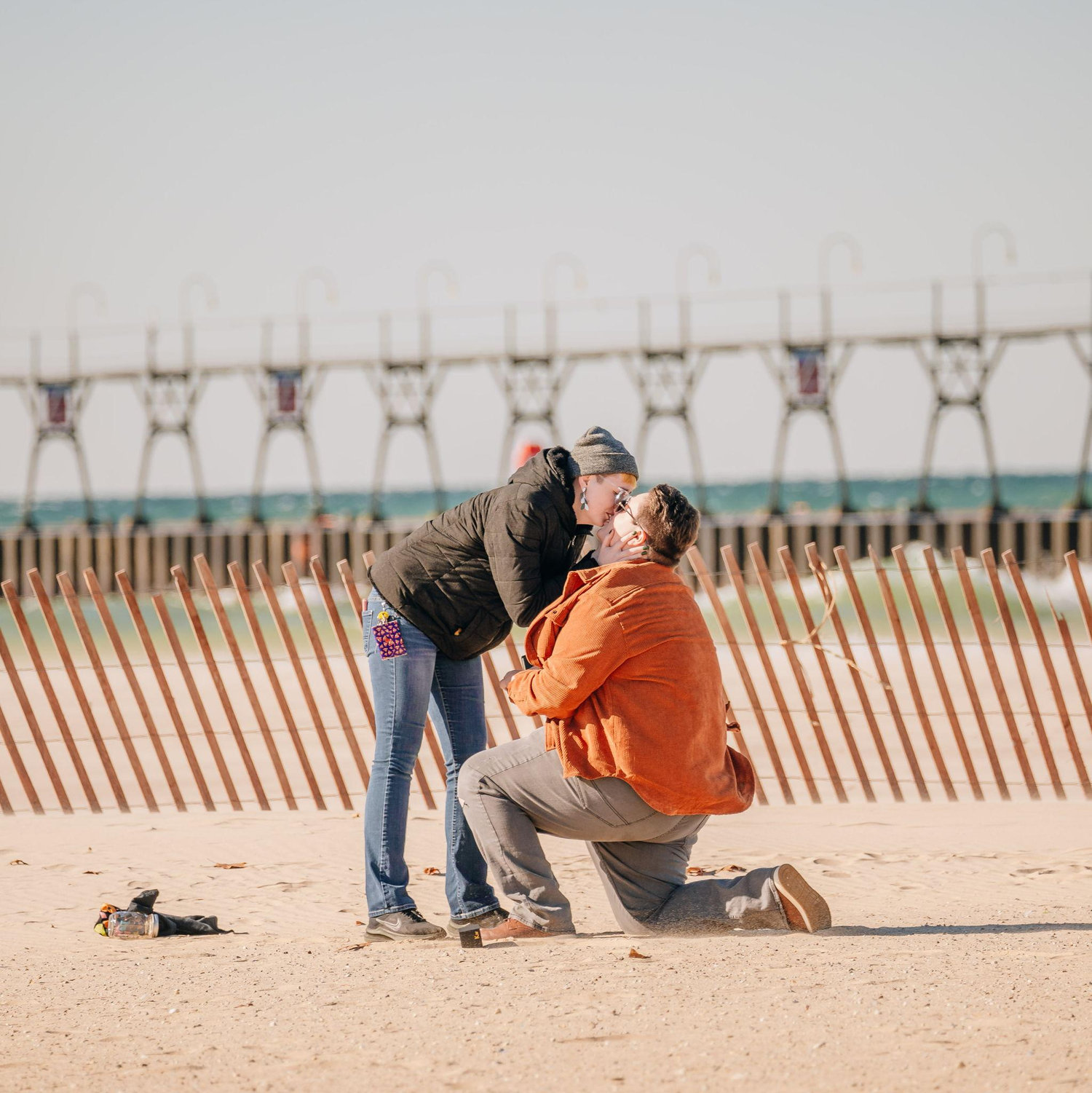 Jay proposed to Lake in South Haven on November 18, 2023.