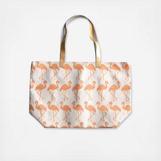 Patio Party Flamingo Beach Bag