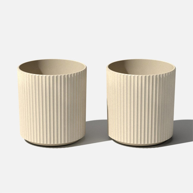 Veradek Demi Series 16" Plastic-Stone Planter - 2-Pack Sand