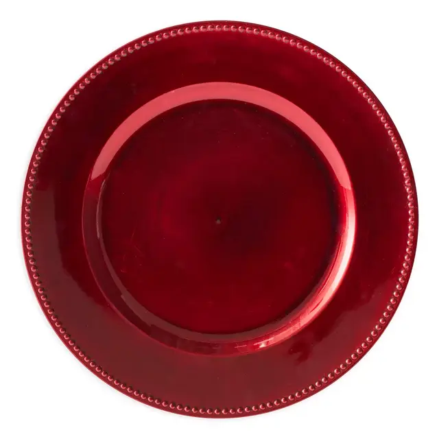 Beaded Charger Plates in Red (Set of 6)