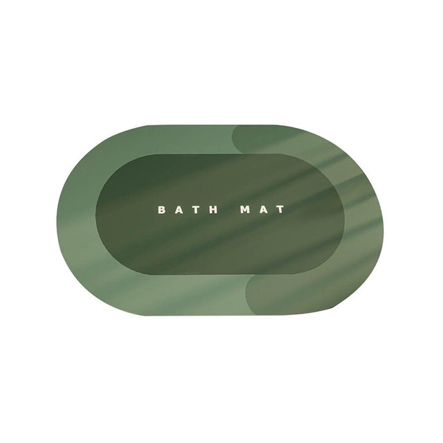 Fast Drying Bathroom Mat, Absorbent Non-Slip Machine Washable Thin Diatom Mud Bathroom Shower Mat Easy to Clean Kitchen Mats for Floor Bathtub Washroom Sink Home Indoor Under Door Bedroom (Green)