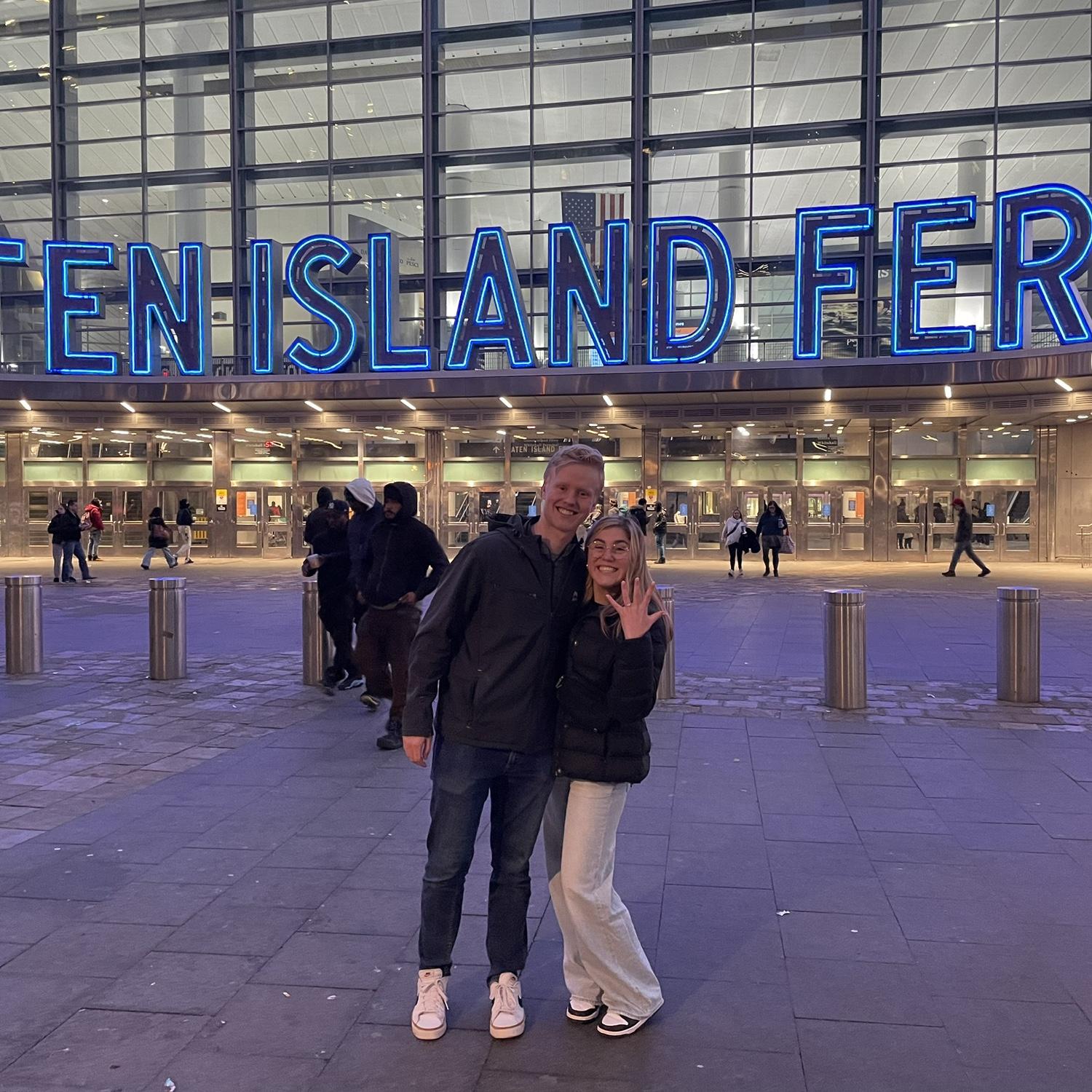 Just engaged! Staten Island Ferry in NYC, NY