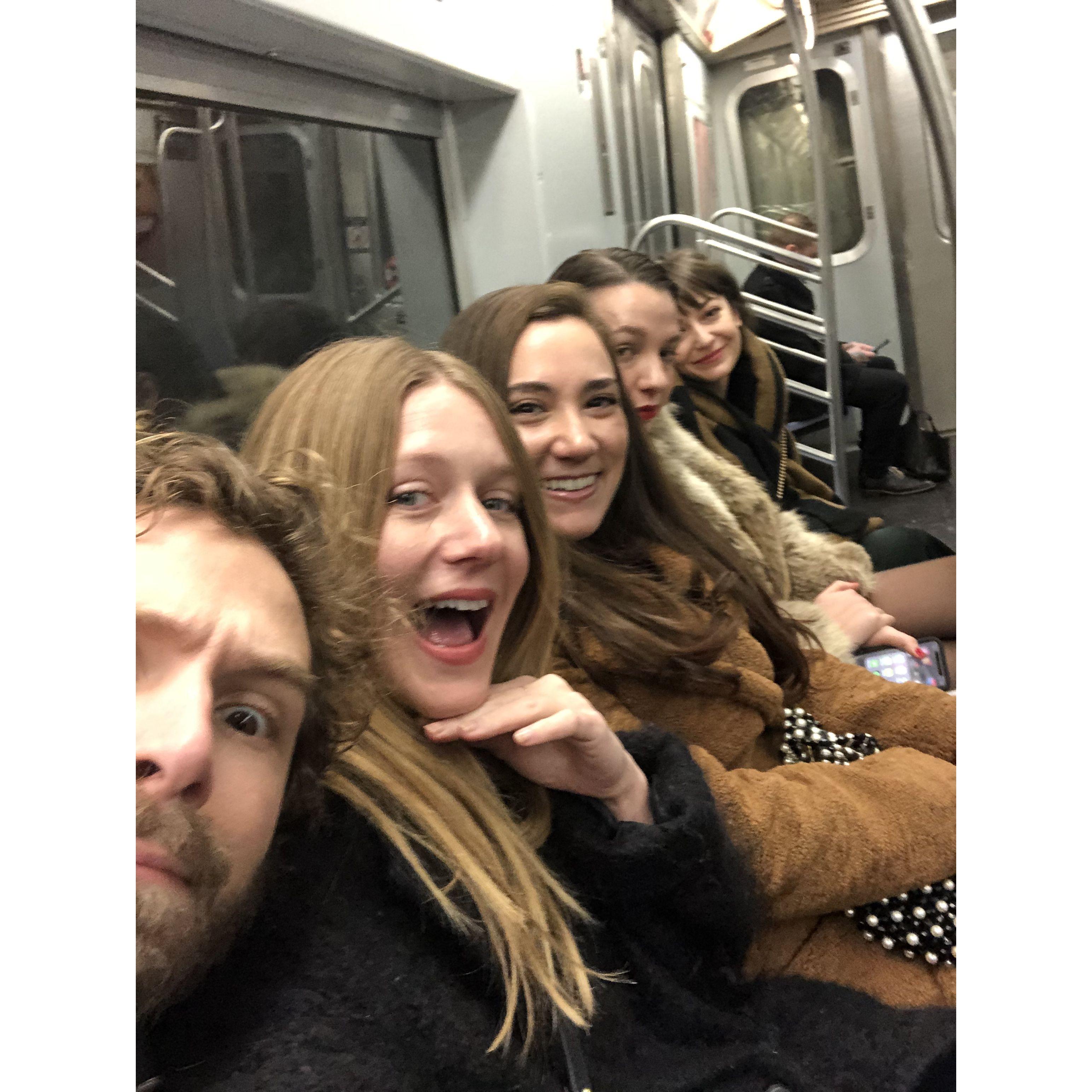 Gareth and the gals on New Year's Eve